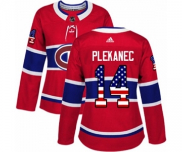 Women Adidas Montreal Canadiens #14 Tomas Plekanec Authentic Red USA Flag Fashion NHL Jersey