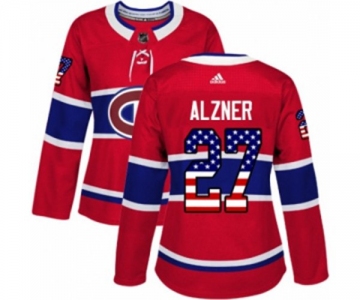 Women Adidas Montreal Canadiens #27 Karl Alzner Authentic Red USA Flag Fashion NHL Jersey