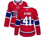 Women Adidas Montreal Canadiens #41 Paul Byron Premier Red Home NHL Jersey