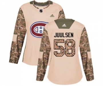 Women Adidas Montreal Canadiens #58 Noah Juulsen Authentic Camo Veterans Day Practice NHL Jersey