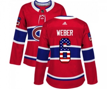 Women Adidas Montreal Canadiens #6 Shea Weber Authentic Red USA Flag Fashion NHL Jersey
