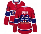 Women Adidas Montreal Canadiens #92 Jonathan Drouin Authentic Red USA Flag Fashion NHL Jersey