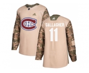 Youth Adidas Montreal Canadiens #11 Brendan Gallagher Camo Authentic 2017 Veterans Day Stitched NHL Jersey