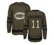 Youth Adidas Montreal Canadiens #11 Brendan Gallagher Green Salute to Service Stitched NHL Jersey