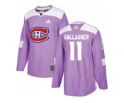 Youth Adidas Montreal Canadiens #11 Brendan Gallagher Purple Authentic Fights Cancer Stitched NHL Jersey
