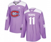 Youth Adidas Montreal Canadiens #11 Saku Koivu Authentic Purple Fights Cancer Practice NHL Jersey