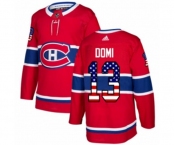 Youth Adidas Montreal Canadiens #13 Max Domi Authentic Red USA Flag Fashion NHL Jersey