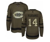 Youth Adidas Montreal Canadiens #14 Tomas Plekanec Green Salute to Service Stitched NHL Jersey