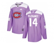 Youth Adidas Montreal Canadiens #14 Tomas Plekanec Purple Authentic Fights Cancer Stitched NHL Jersey