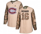 Youth Adidas Montreal Canadiens #16 Henri Richard Authentic Camo Veterans Day Practice NHL Jersey