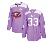 Youth Adidas Montreal Canadiens #33 Patrick Roy Purple Authentic Fights Cancer Stitched NHL Jersey