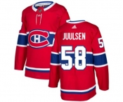 Youth Adidas Montreal Canadiens #58 Noah Juulsen Premier Red Home NHL Jersey