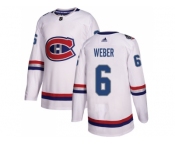 Youth Adidas Montreal Canadiens #6 Shea Weber White Authentic 2017 100 Classic Stitched NHL Jersey
