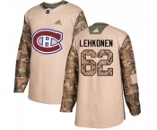 Youth Adidas Montreal Canadiens #62 Artturi Lehkonen Authentic Camo Veterans Day Practice NHL Jersey