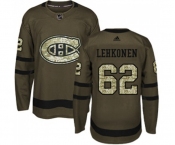 Youth Adidas Montreal Canadiens #62 Artturi Lehkonen Authentic Green Salute to Service NHL Jersey