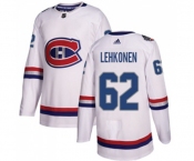 Youth Adidas Montreal Canadiens #62 Artturi Lehkonen Authentic White 2017 100 Classic NHL Jersey