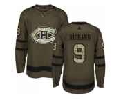 Youth Adidas Montreal Canadiens #9 Maurice Richard Green Salute to Service Stitched NHL Jersey