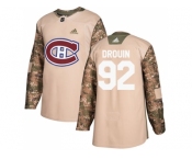 Youth Adidas Montreal Canadiens #92 Jonathan Drouin Camo Authentic 2017 Veterans Day Stitched NHL Jersey