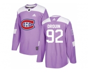 Youth Adidas Montreal Canadiens #92 Jonathan Drouin Purple Authentic Fights Cancer Stitched NHL Jersey