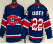 Youth Montreal Canadiens #22 Cole Caufield Blue 2021 Reverse Retro Authentic Jersey