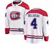 Youth Montreal Canadiens #4 Jean Beliveau Authentic White Away Fanatics Branded Breakaway NHL Jersey