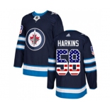 Adidas Winnipeg Jets #58 Jansen Harkins Authentic Navy Blue USA Flag Fashion NHL Jersey