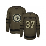 Men Adidas Winnipeg Jets #37 Connor Hellebuyck Green Salute to Service Stitched NHL Jersey