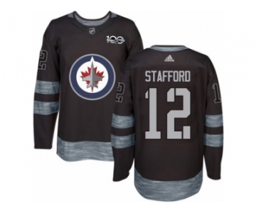 Men's Adidas Winnipeg Jets #12 Drew Stafford Authentic Black 1917-2017 100th Anniversary NHL Jersey