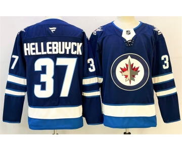 Men's Winnipeg Jets #37 Connor Hellebuyck Connor Hellebuyck Navy 2024-25 Home Stitched Hockey Jersey