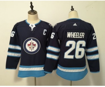Jets #26 Blake Wheeler Navy Women Adidas Jersey