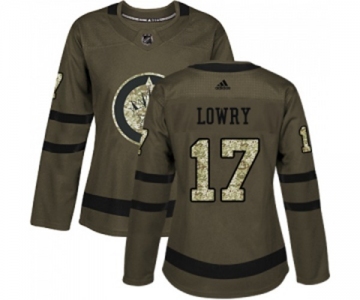 Women Adidas Winnipeg Jets #17 Adam Lowry Authentic Green Salute to Service NHL Jersey