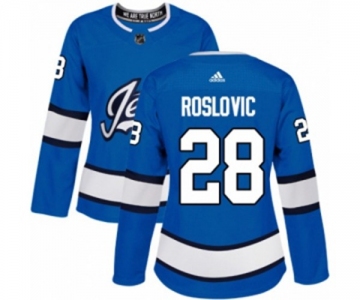 Women Adidas Winnipeg Jets #28 Jack Roslovic Premier Blue Alternate NHL Jersey