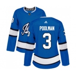 Women Adidas Winnipeg Jets #3 Tucker Poolman Authentic Blue Alternate NHL Jersey