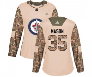Women Adidas Winnipeg Jets #35 Steve Mason Authentic Camo Veterans Day Practice NHL Jersey