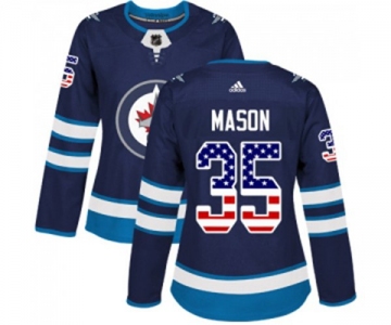 Women Adidas Winnipeg Jets #35 Steve Mason Authentic Navy Blue USA Flag Fashion NHL Jersey