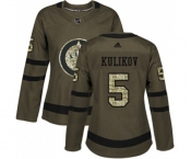 Women Adidas Winnipeg Jets #5 Dmitry Kulikov Authentic Green Salute to Service NHL Jersey