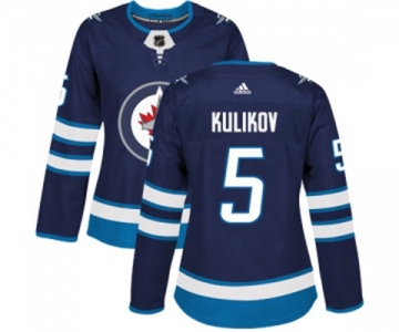 Women Adidas Winnipeg Jets #5 Dmitry Kulikov Authentic Navy Blue Home NHL Jersey