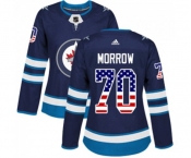Women Adidas Winnipeg Jets #70 Joe Morrow Authentic Navy Blue USA Flag Fashion NHL Jersey