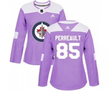 Women Adidas Winnipeg Jets #85 Mathieu Perreault Authentic Purple Fights Cancer Practice NHL Jersey