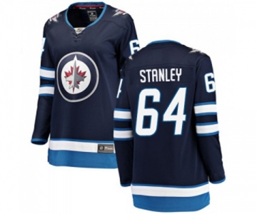 Women Winnipeg Jets #64 Logan Stanley Fanatics Branded Navy Blue Home Breakaway NHL Jersey