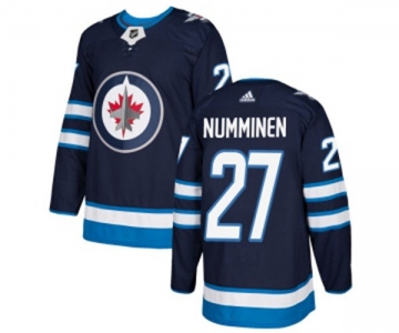 Youth Adidas Winnipeg Jets #27 Teppo Numminen Authentic Navy Blue Home NHL Jersey