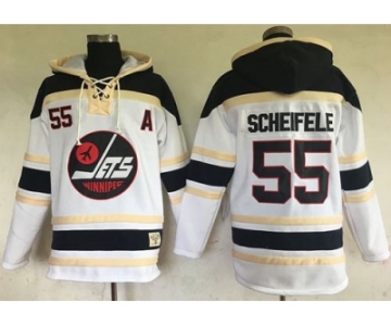 Men's Winnipeg Jets #55 Mark Scheifele White Sawyer Hooded Sweatshirt Stitched NHL Jersey