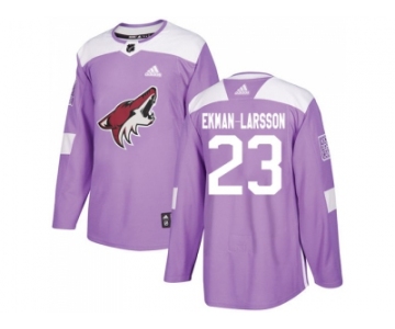 Men Adidas Phoenix Coyotes #23 Oliver Ekman-Larsson Purple Authentic Fights Cancer Stitched NHL Jersey