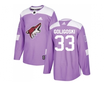 Men Adidas Phoenix Coyotes #33 Alex Goligoski Purple Authentic Fights Cancer Stitched NHL Jersey