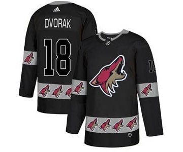 Men's Coyotes #18 Christian Dvorak Black Team Logo Fashion Stitched Hockey Jersey