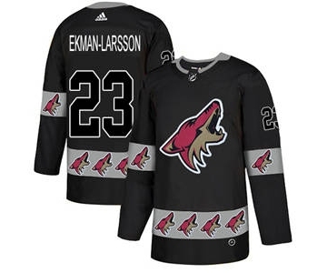Men's Coyotes #23 Oliver Ekman-Larsson Black Team Logo Fashion Stitched Hockey Jersey