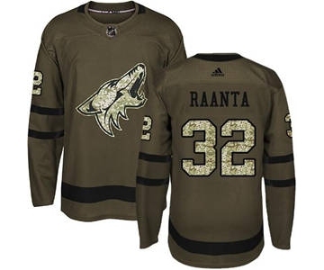 Men's Coyotes #32 Antti Raanta Green Salute to Service Stitched Hockey Jersey