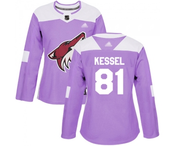 Arizona Coyotes #81 Phil Kessel Purple Authentic Fights Cancer Women's Stitched Hockey Jersey