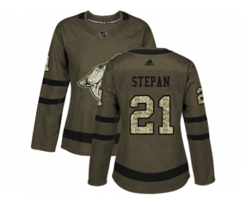 Women Adidas Phoenix Coyotes #21 Derek Stepan Green Salute to Service Stitched NHL Jersey
