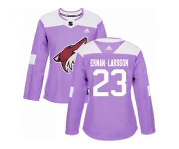 Women Adidas Phoenix Coyotes #23 Oliver Ekman-Larsson Purple Authentic Fights Cancer Stitched NHL Jersey